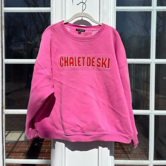 J Crew Heritage Fleece Chalet De Ski Graphic Sweatshirt